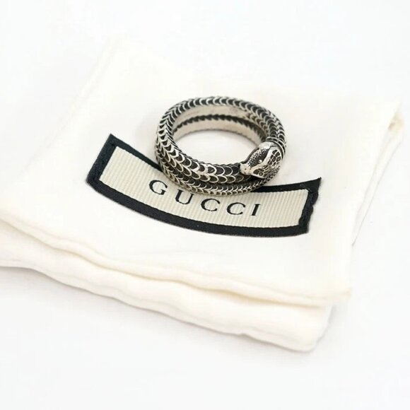 GUCCI Snake Band Ring size US8.5 EU22 Silver 925 Auth w/Bag s1143 - Picture 3 of 16